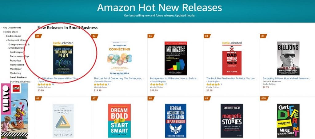Amazon Hot New Releases featuring Byron Walker's #1 Amazon Best Seller in the Small Business category.